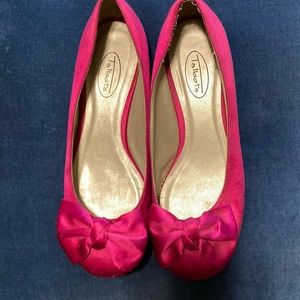 Formal satin hot pink ballet flats